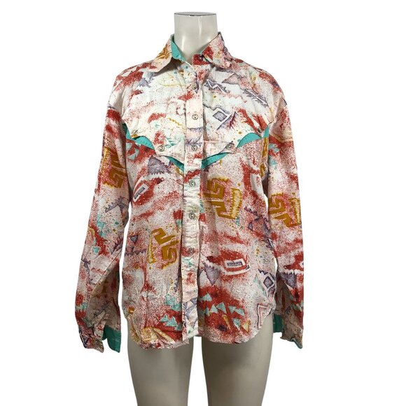 MINE & BILLS OUTFITTERS Tops - VINTAGE MINE & BILLS OUTFITTERS - WOMEN'S LARGE - WESTERN BUTTON SHIRT 90'S